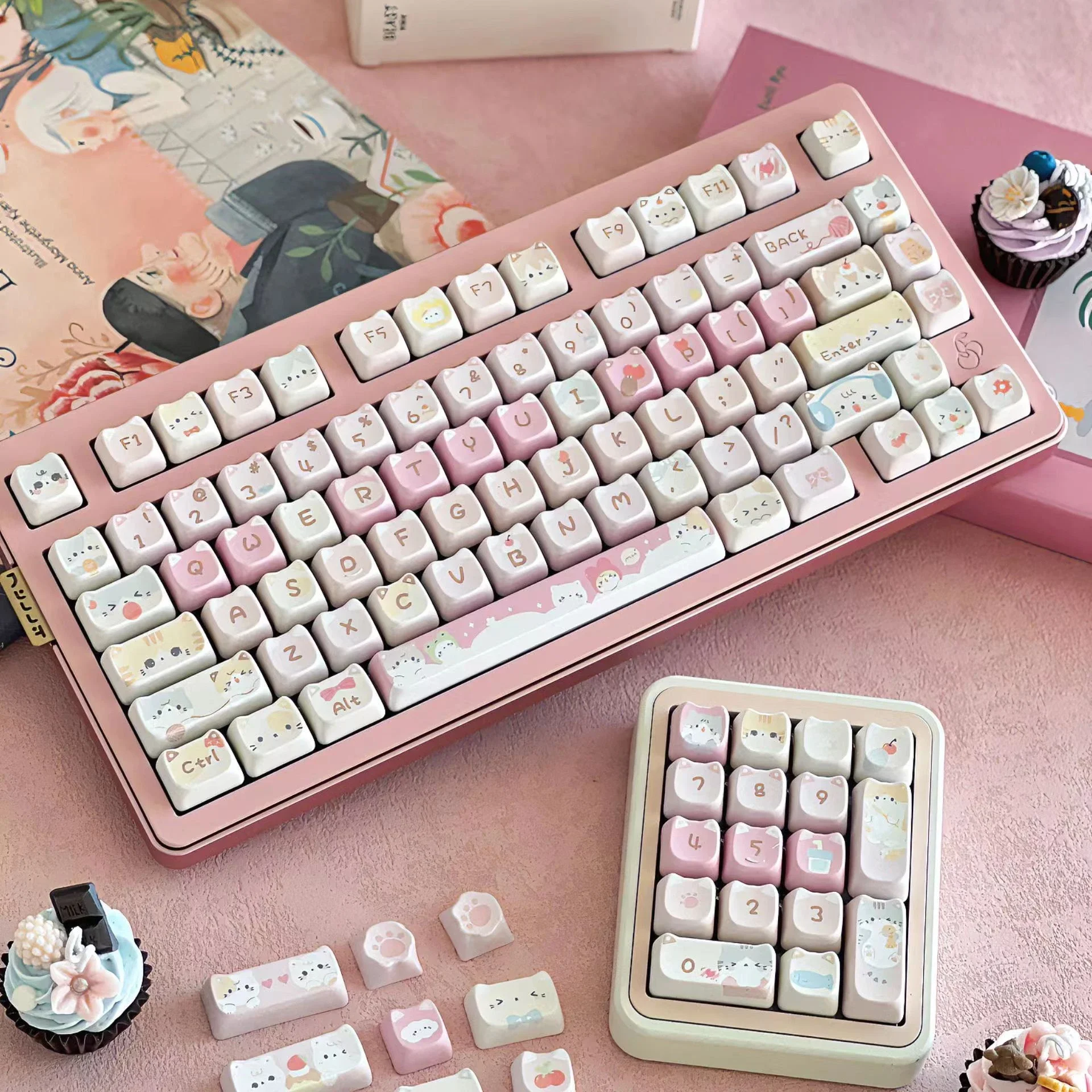 KeyCap Meow merah muda kepala  - Laptop Accessories Cute ulasan dan harga